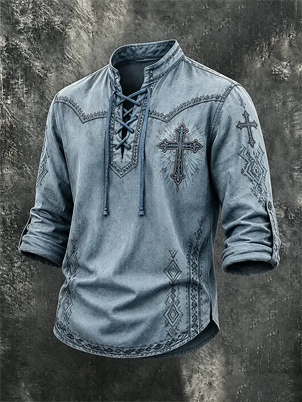 Western Ethnic Faith Printed Short-Sleeved Shirt