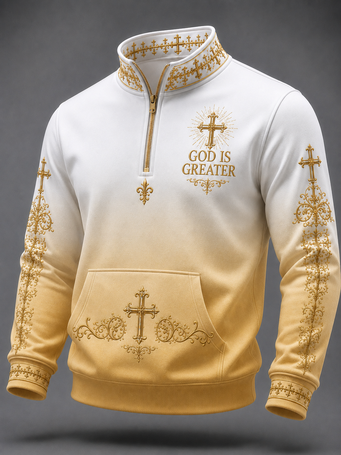 Faith Art Print Long Sleeve Zipper Sweatshirt