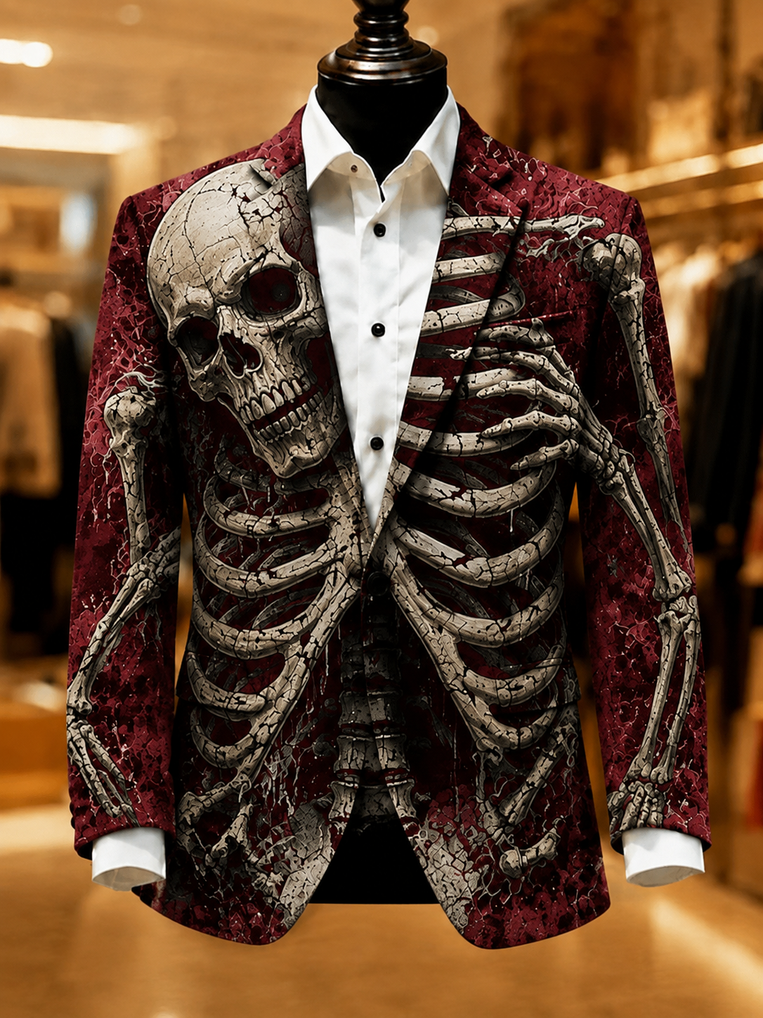 Men's Gothic Skull Art Print Casual Jacket