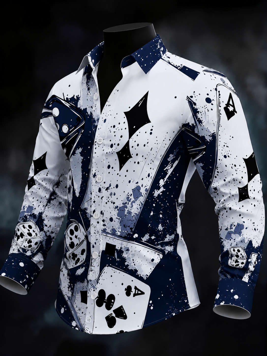 Men's Poker Style Long Sleeve Shirt – Unique Casual Statement Top