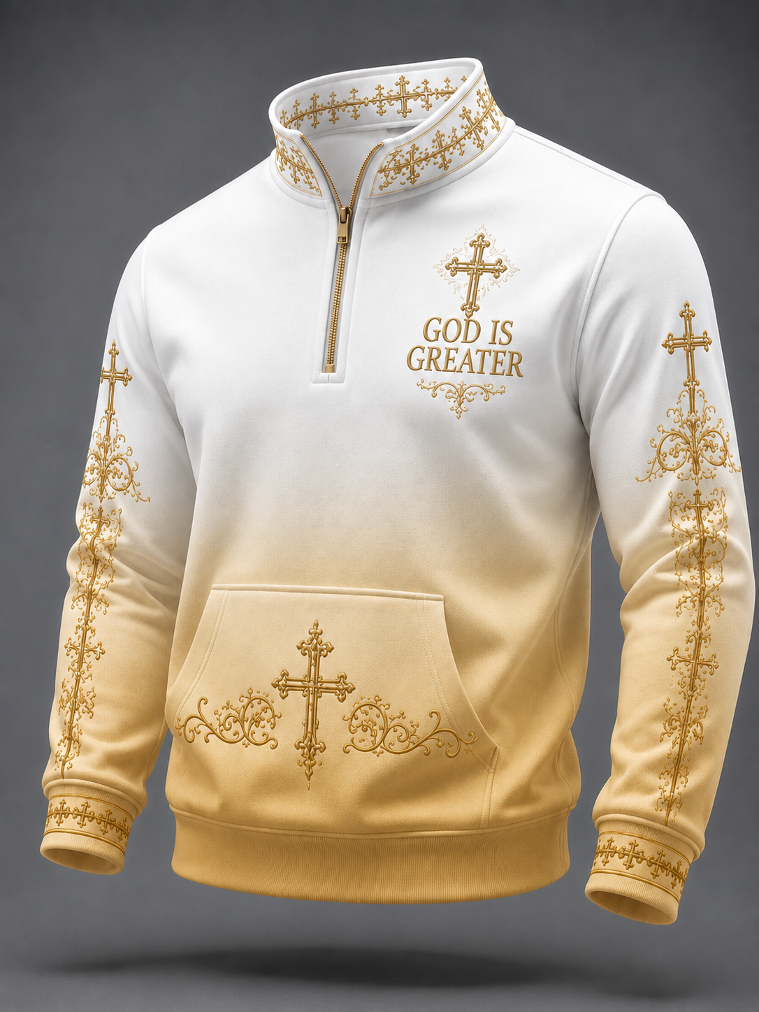 Faith Art Print Long Sleeve Zipper Sweatshirt