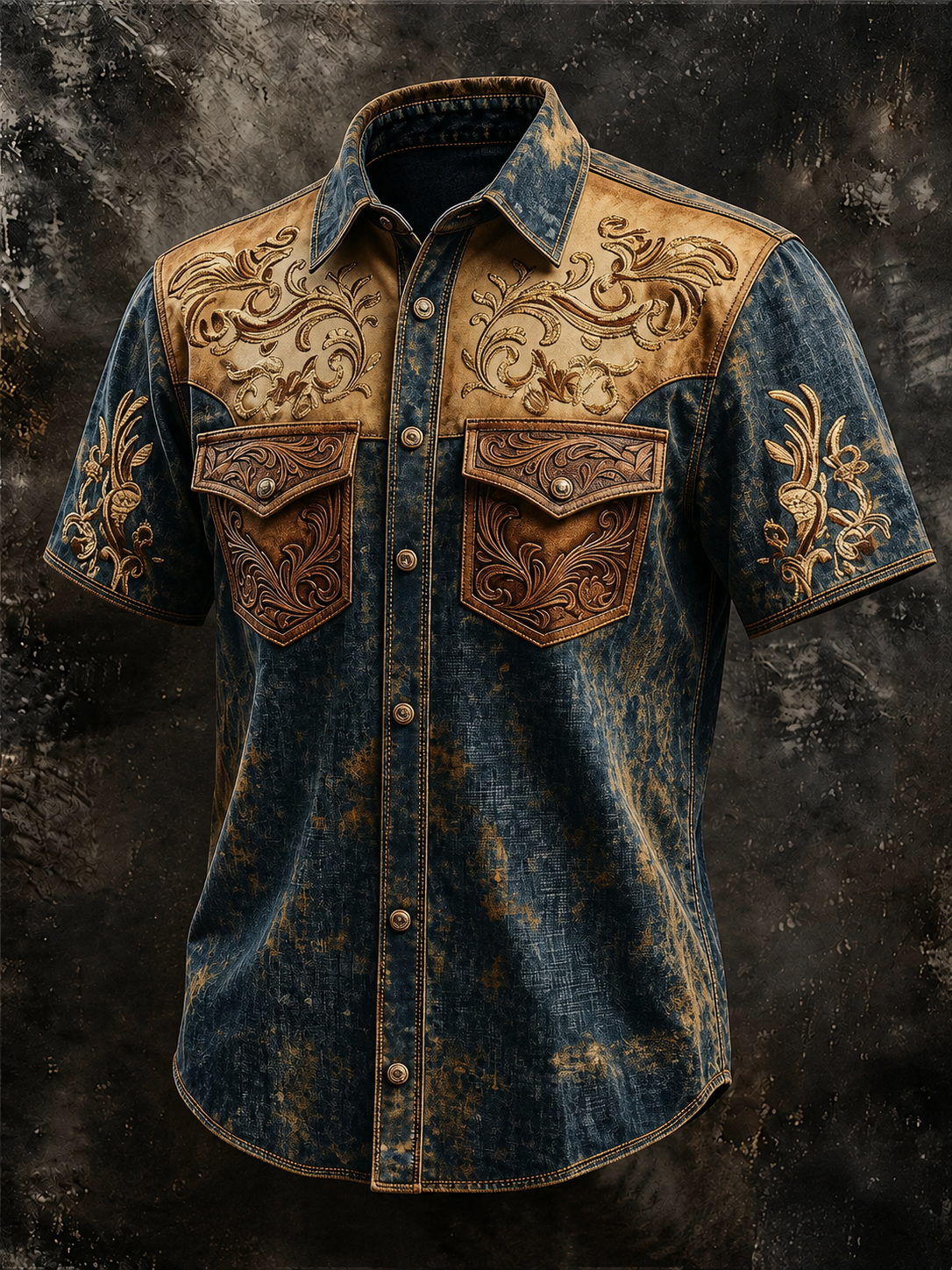 Western Ethnic Faith Printed Short-Sleeved Shirt