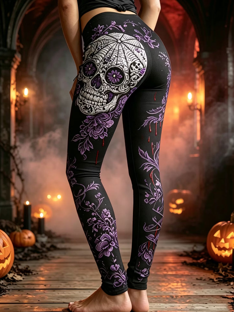 Women's Skull Art Print Casual Pants