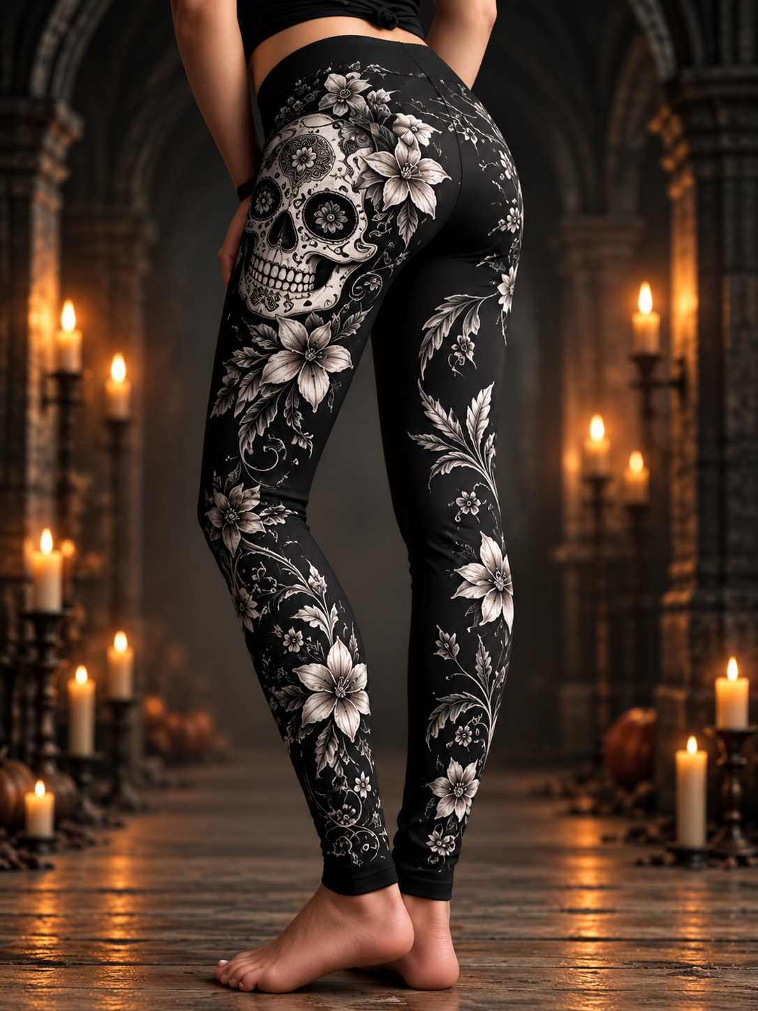 Women's Skull Art Print Casual Pants