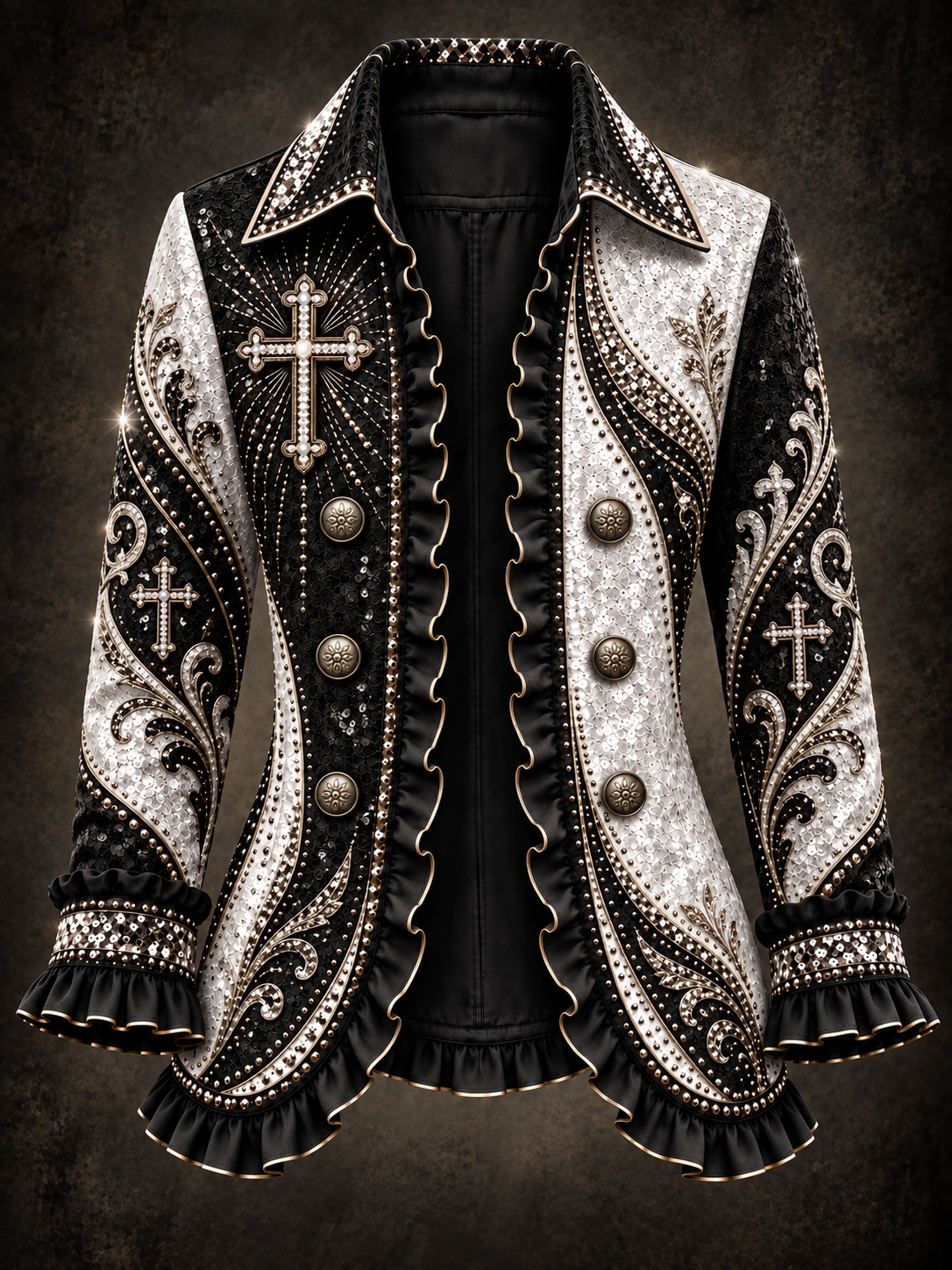 Women's Faith Art Print Casual Ruffled Shirt Jacket