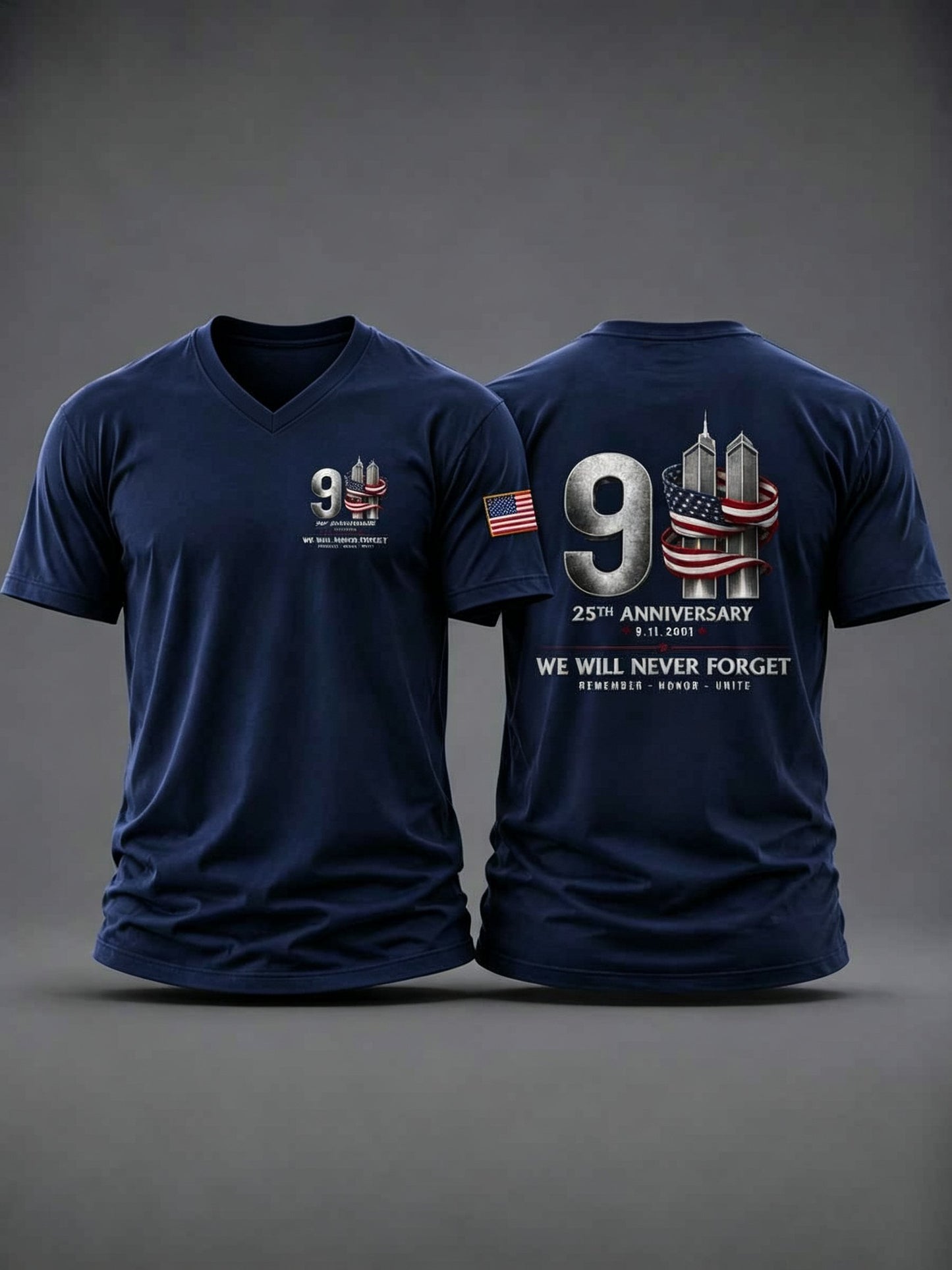 Men's Retro 9.11 Never Forget Commemorative Printed Casual T-Shirt