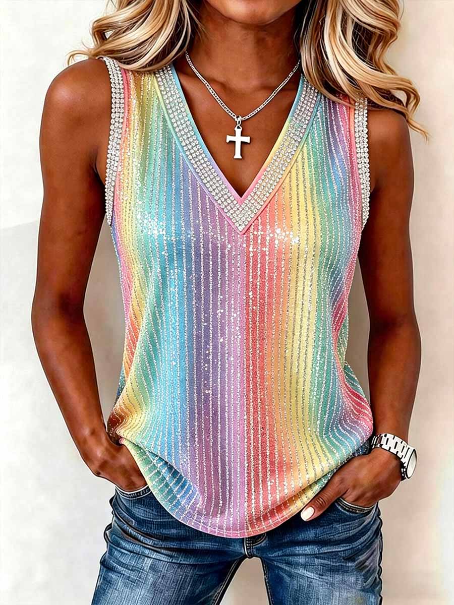 Women's Rainbow Pride Art Print Casual Tank Top