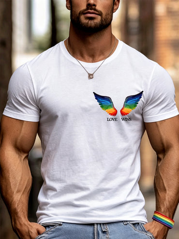 Men's LGBTQ Pride Month Love Wins Print Casual Tee