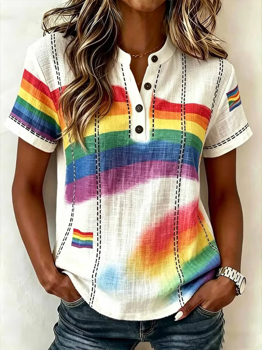 Women's Rainbow Pride Month Print short-sleeved T-shirt