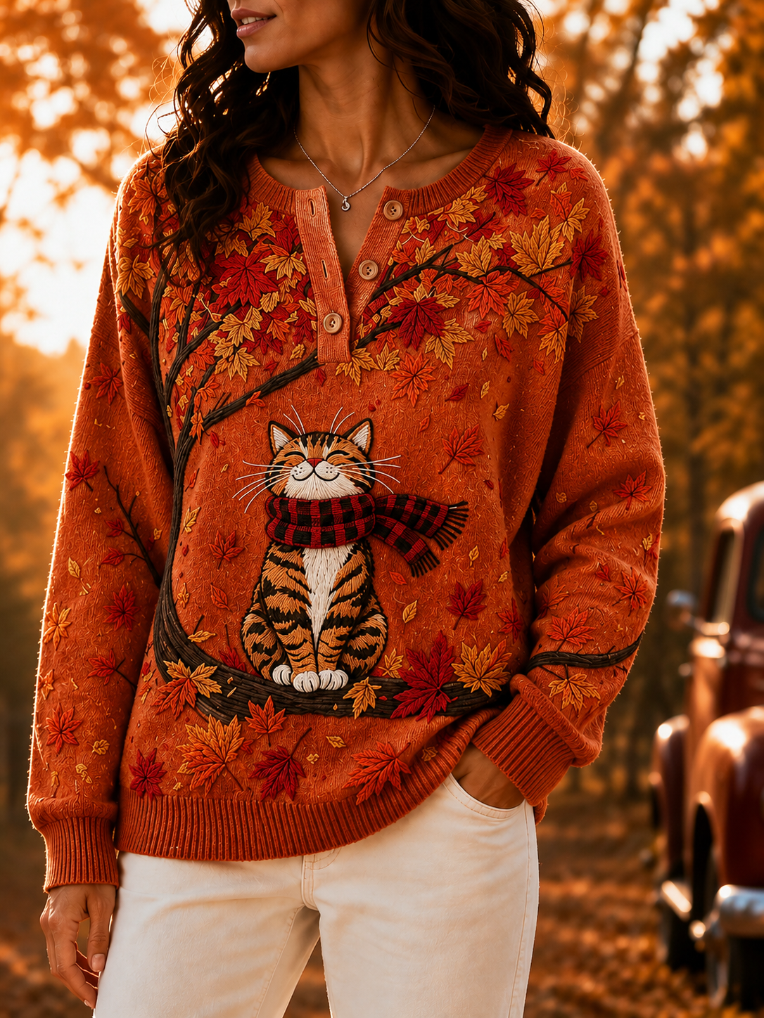 Women's Autumn Animal Print Knit Sweater