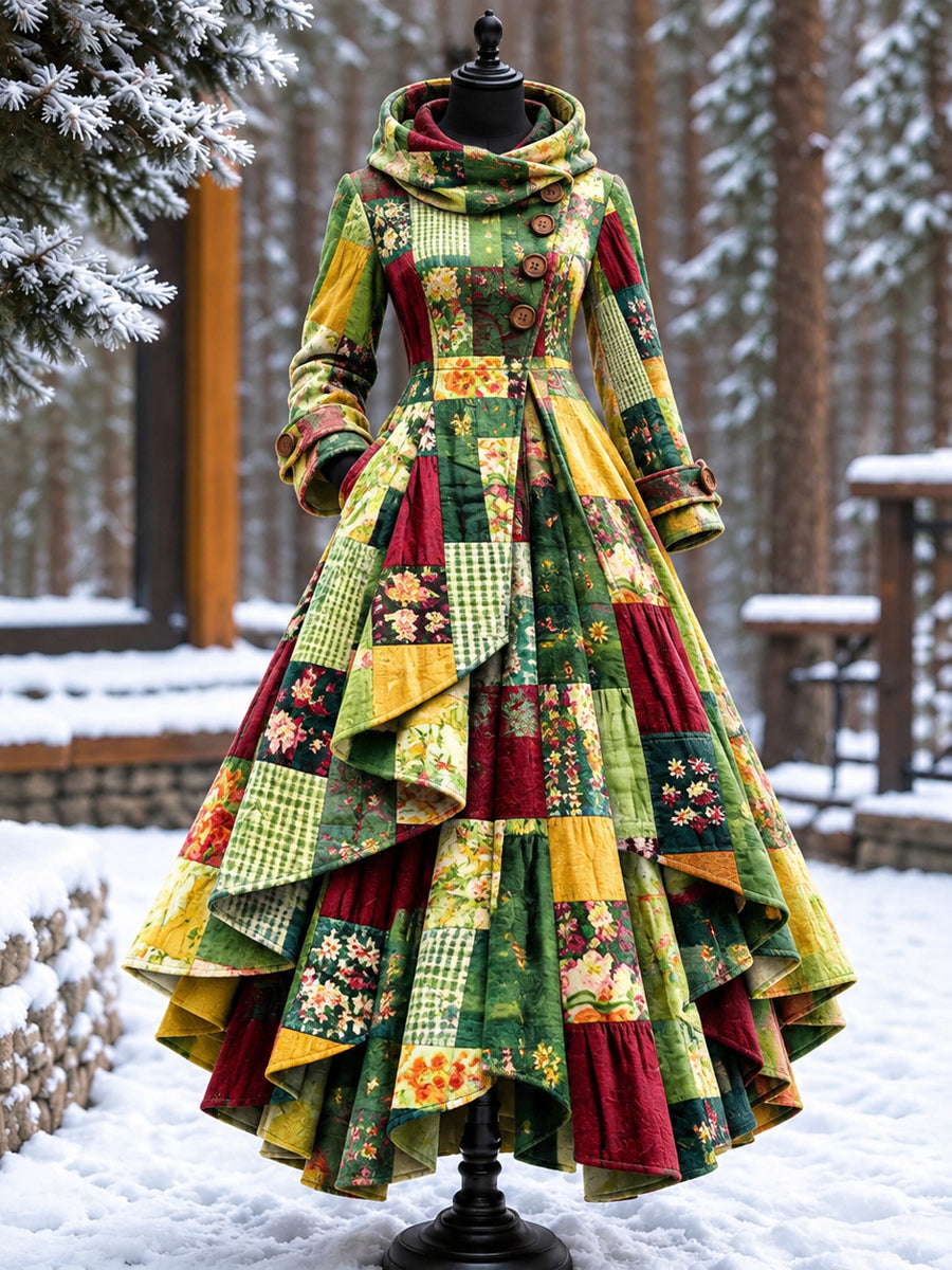 Women’s Vintage High-Collar Asymmetrical Long Maxi Coat