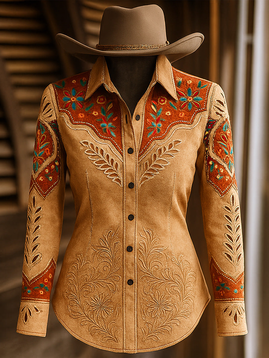 Women's Boho Art Print Long Sleeve Shirt