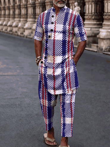 Men's Casual Vacation Cotton Shirt Set