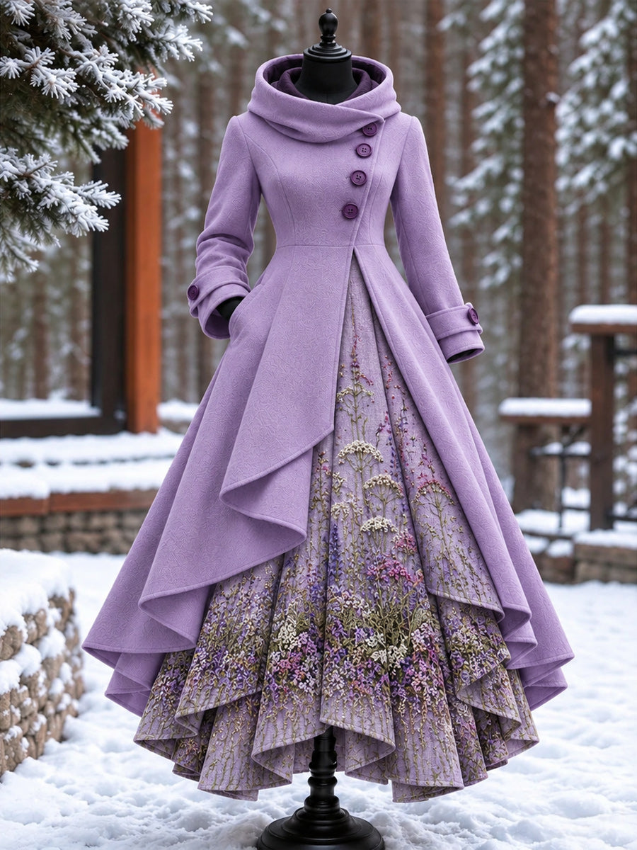 Women’s Vintage High-Collar Asymmetrical Long Maxi Coat