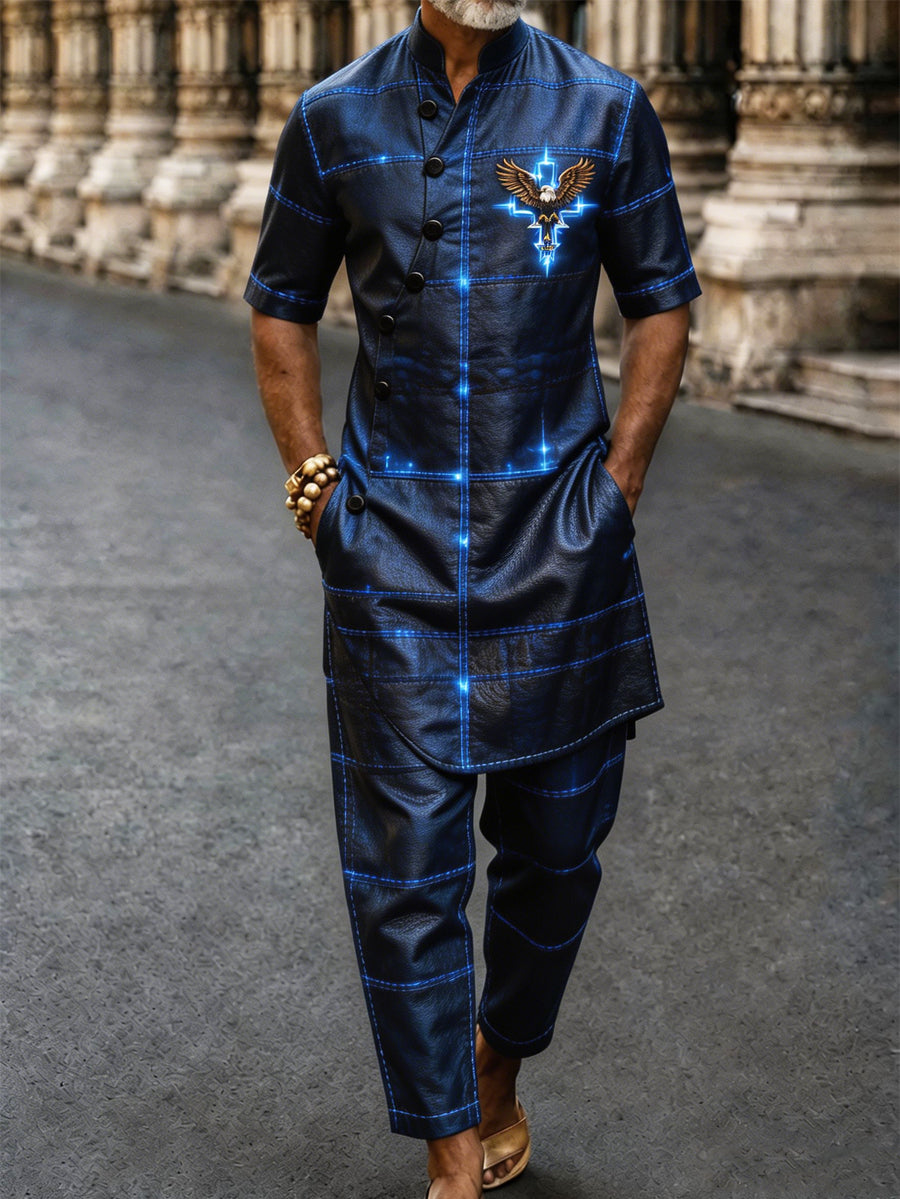Men's Casual Vacation Cotton Shirt Set