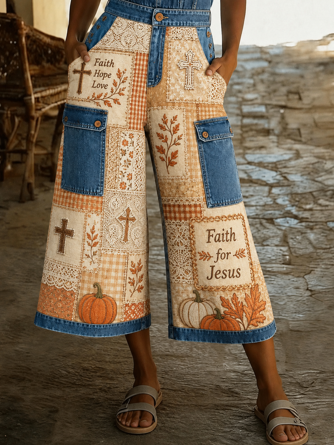 Women's Fall For Jesus Art Print Casual Pants