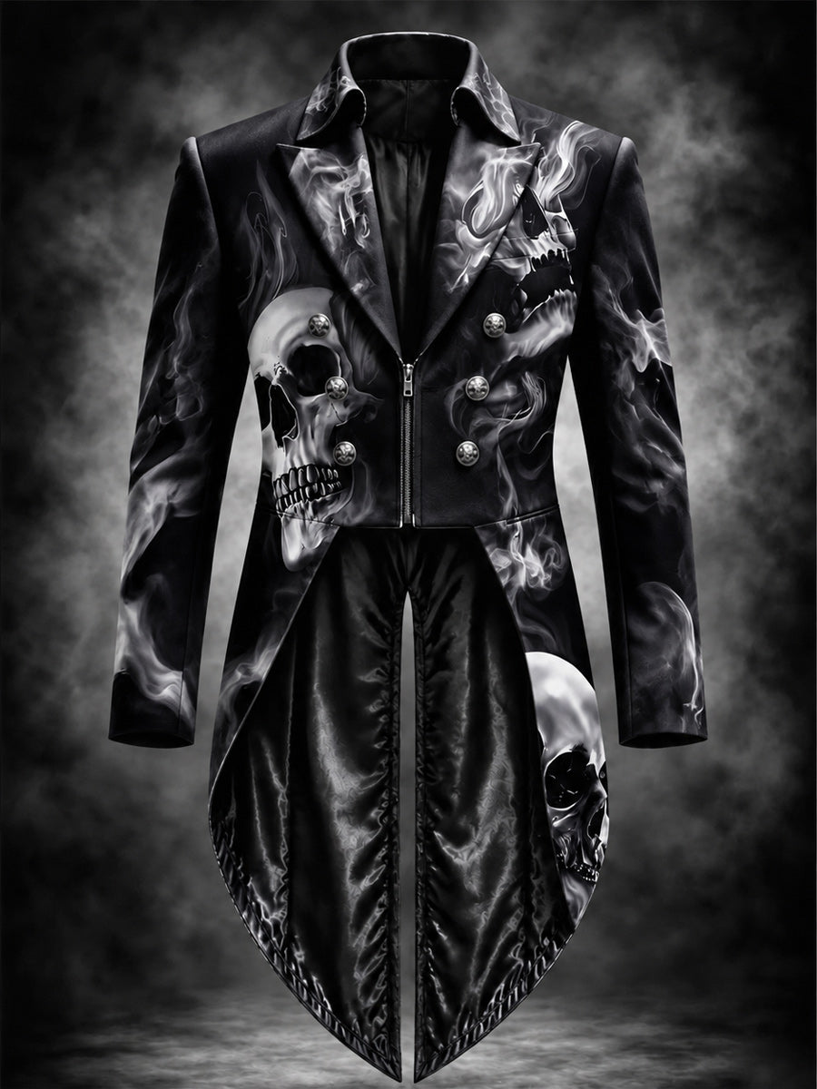 Men's Gothic Punk Art Print Swallow-Tailed Coat