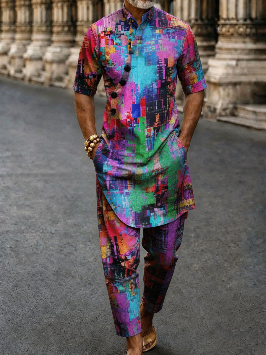 Men's Casual Vacation Cotton Shirt Set