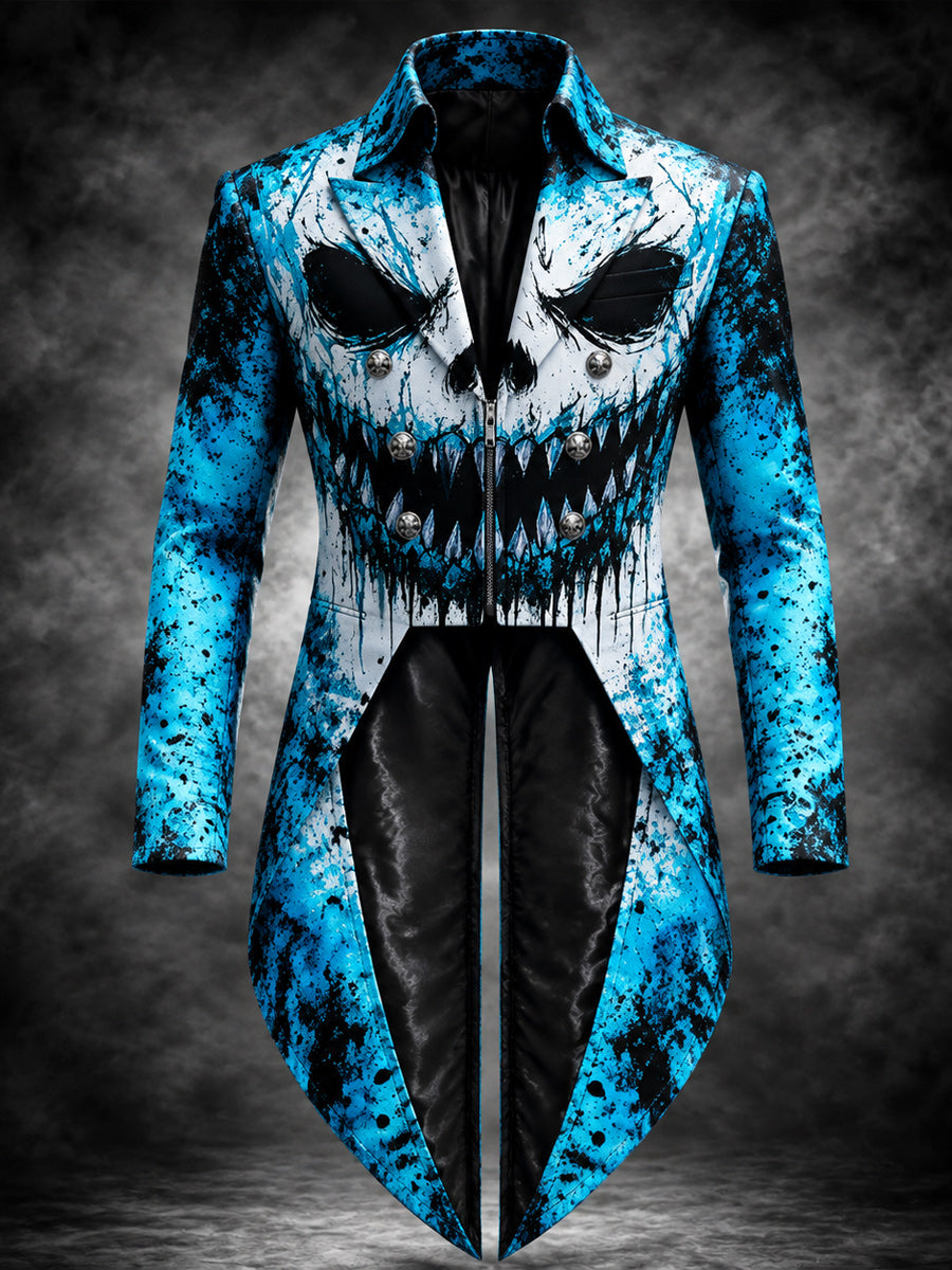 Men's Gothic Punk Art Print Swallow-Tailed Coat