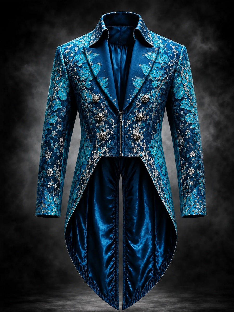 Men's Gothic Punk Art Print Swallow-Tailed Coat