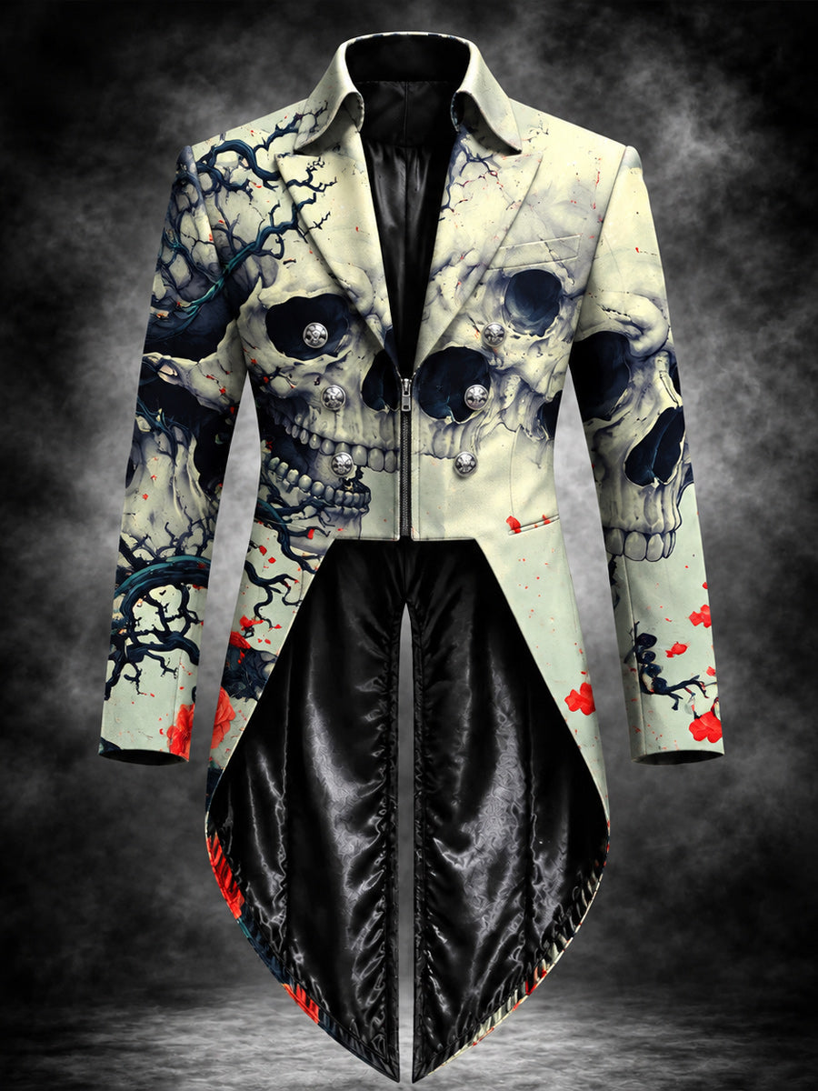 Men's Gothic Punk Art Print Swallow-Tailed Coat