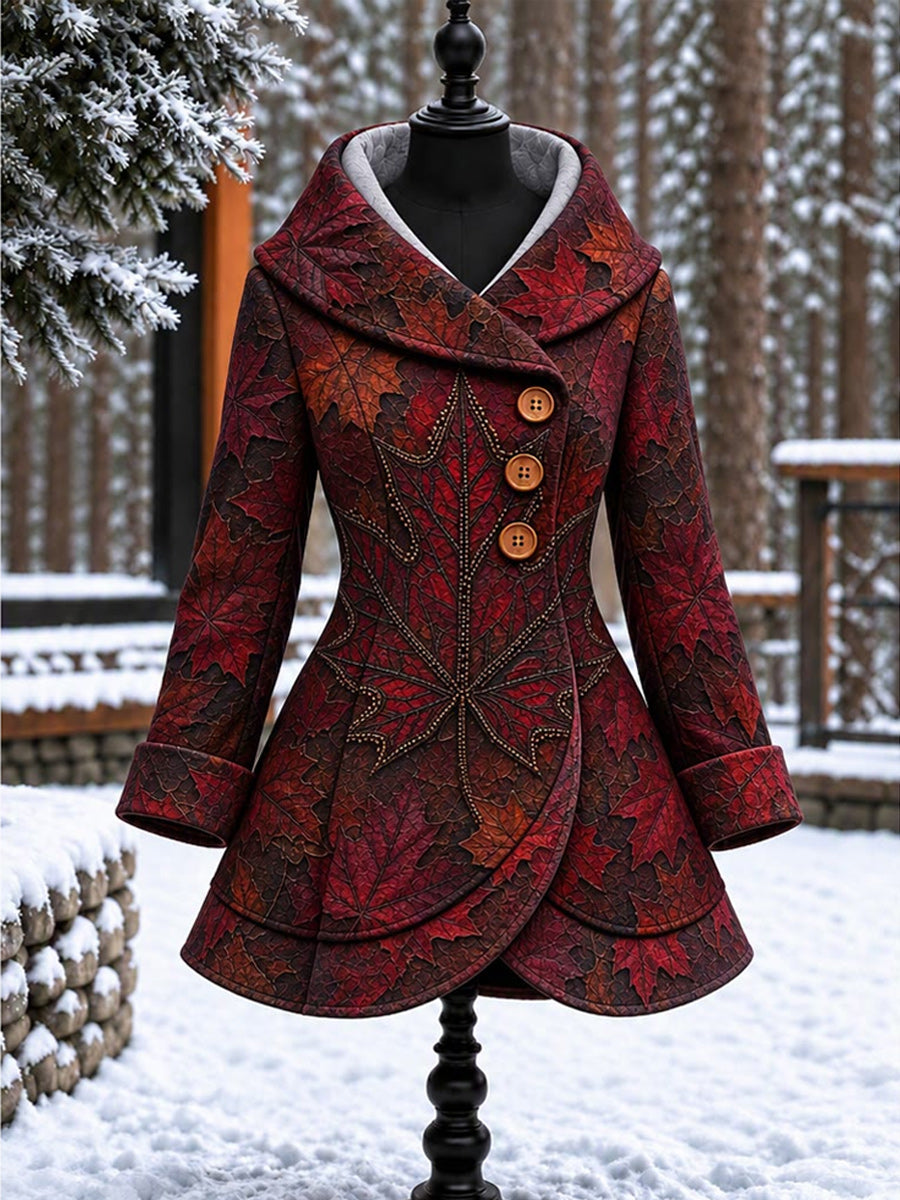 Women's Vintage Colorblock Asymmetrical Flared Coat