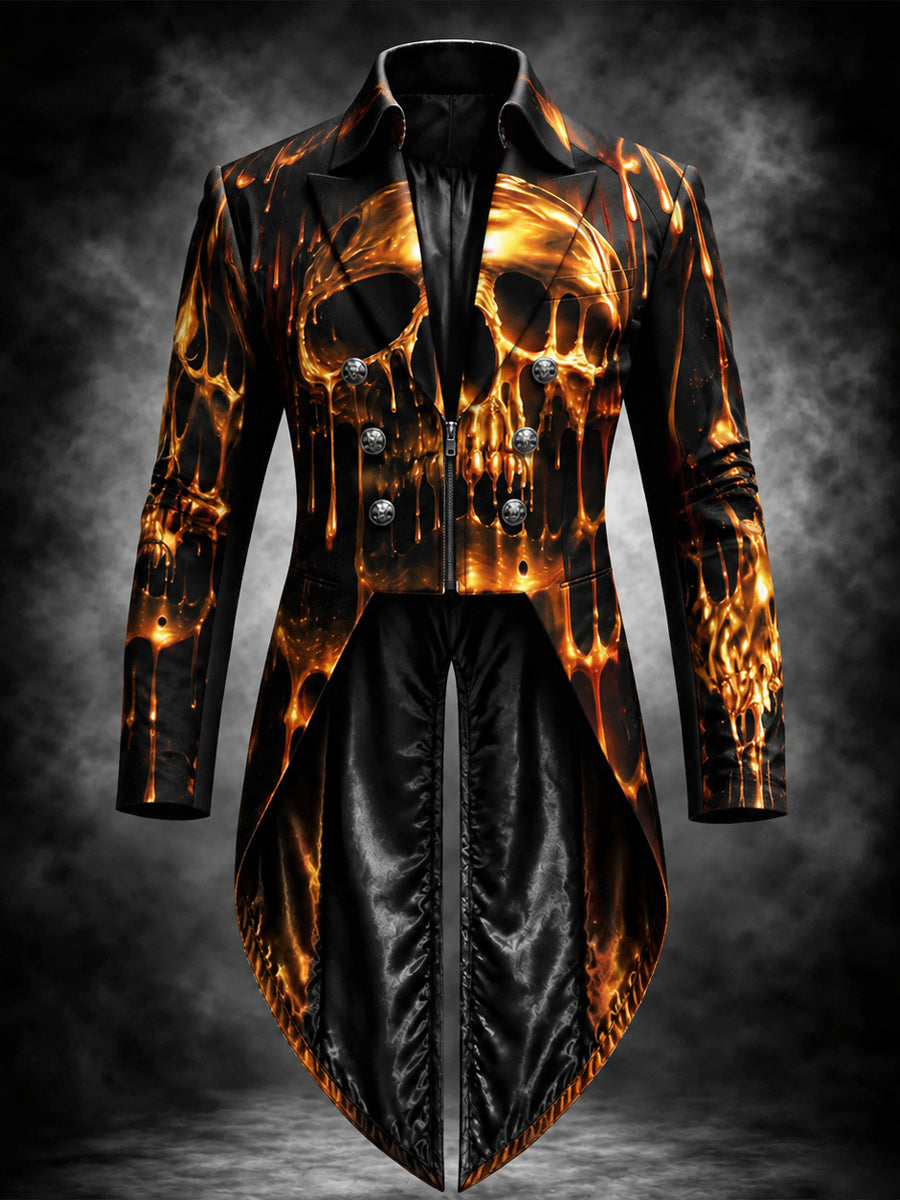 Men's Gothic Punk Art Print Swallow-Tailed Coat