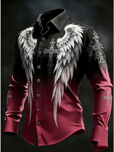 Gothic Skull Halloween Art Print Vintage Casual Long Sleeve Shirt