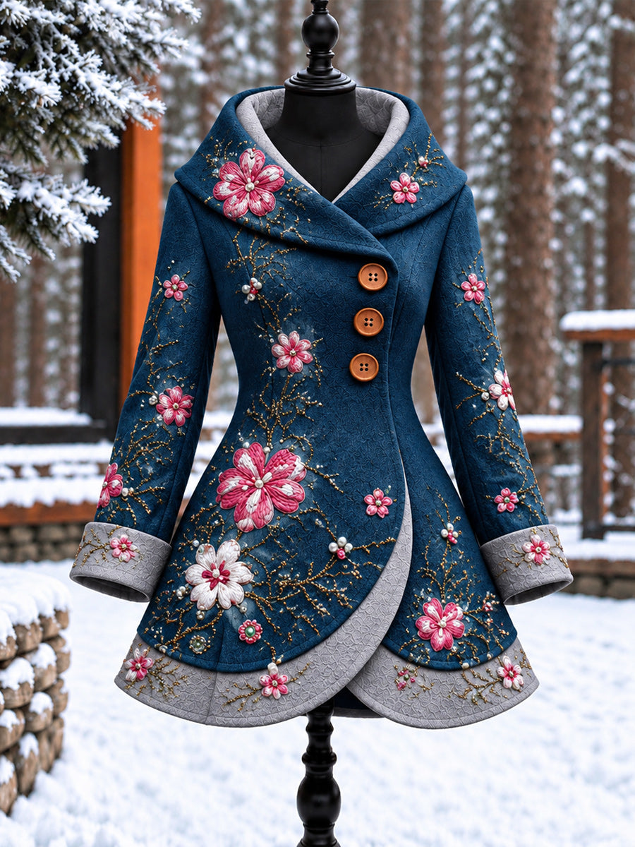 Women's Vintage Colorblock Asymmetrical Flared Coat