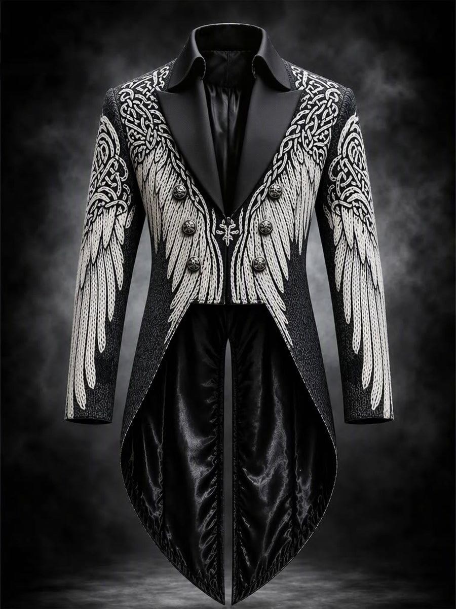 Men's Gothic Punk Art Print Swallow-Tailed Coat