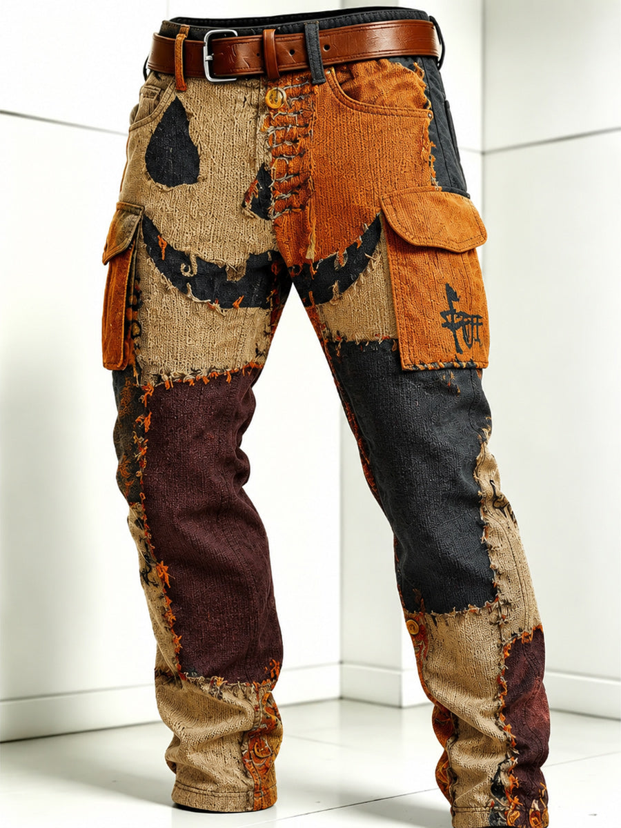 Men's Retro Style Art Print Casual Workwear Trousers
