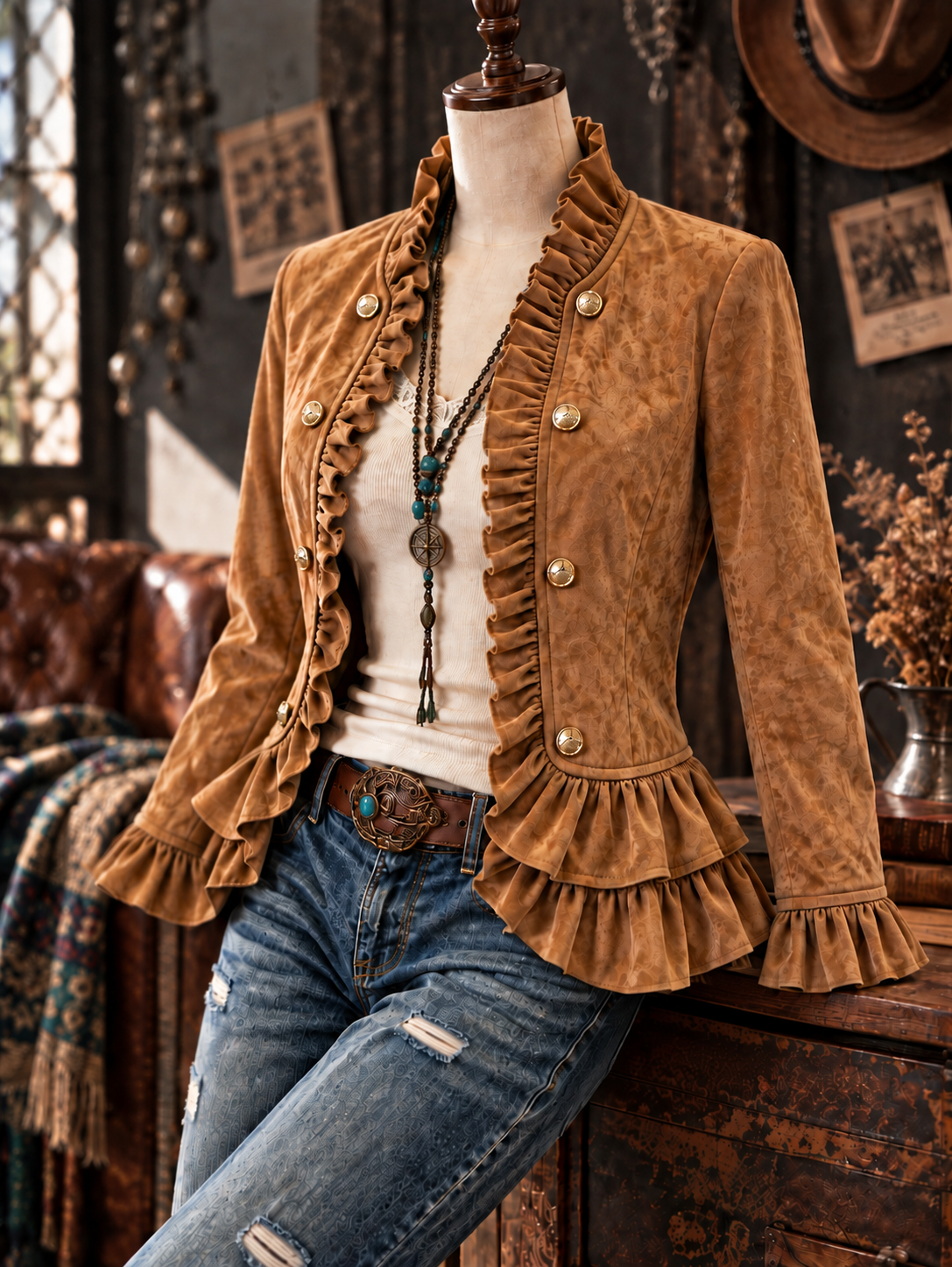 Women's Faith Art Print Long Sleeve Drawstring Waist Jacket