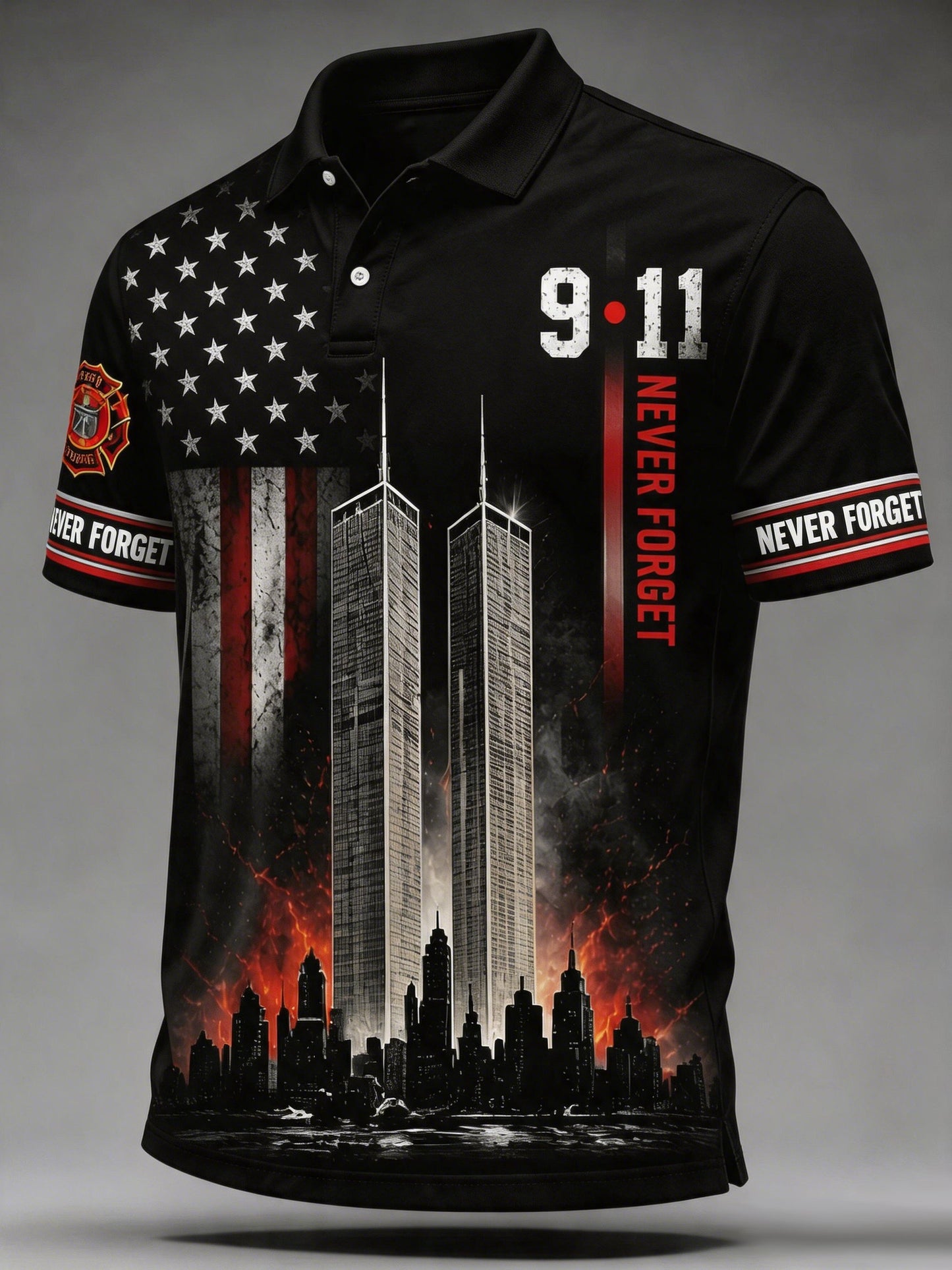 Men's 9.11 Never Forget Print Casual Polo
