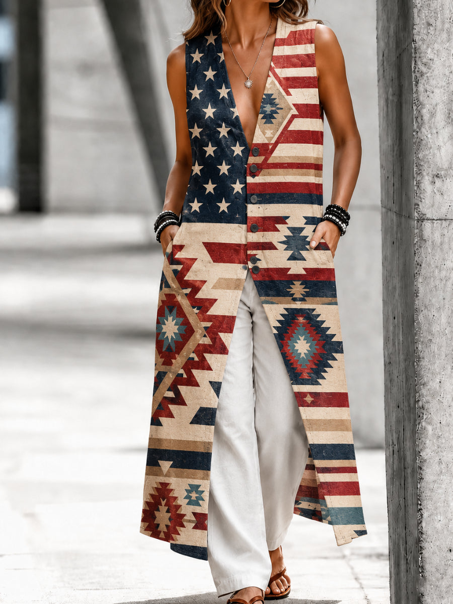 Casual Sleeveless American Style Button Shirt