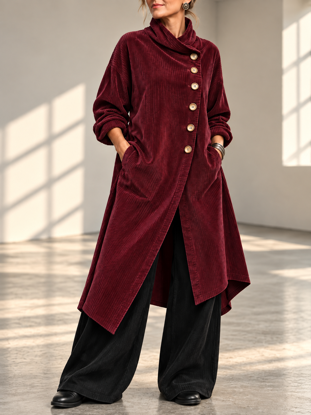Women’s Casual Fashion Oversized Asymmetrical Long Coat