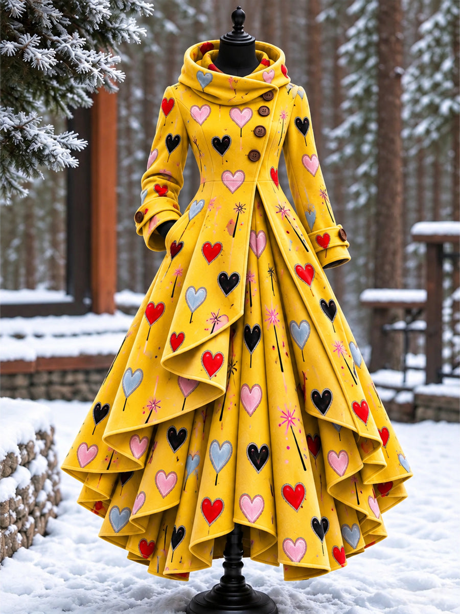 Women’s Vintage High-Collar Asymmetrical Long Maxi Coat