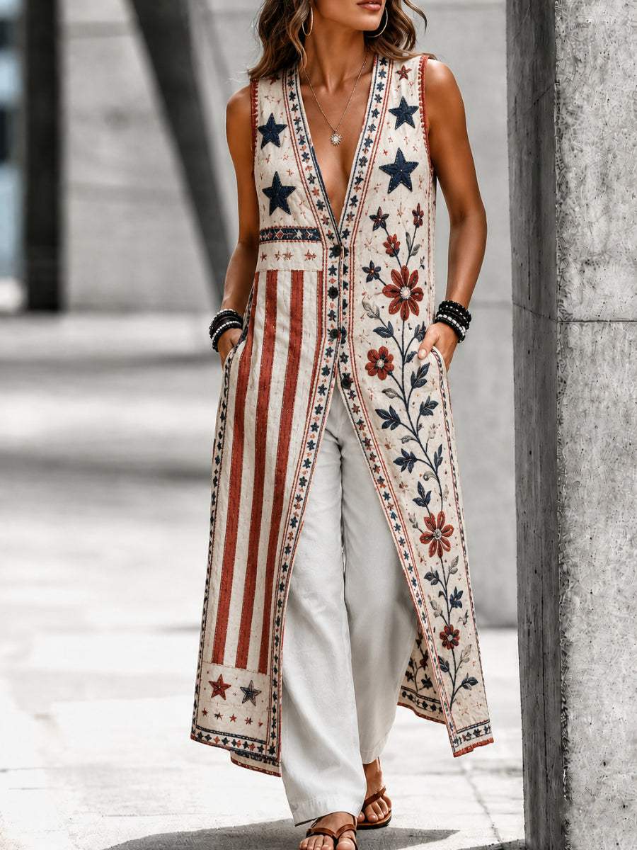 Casual Sleeveless American Style Button Shirt