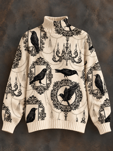 Women’s Fall Winter Vintage Art Turtleneck Knit Sweater