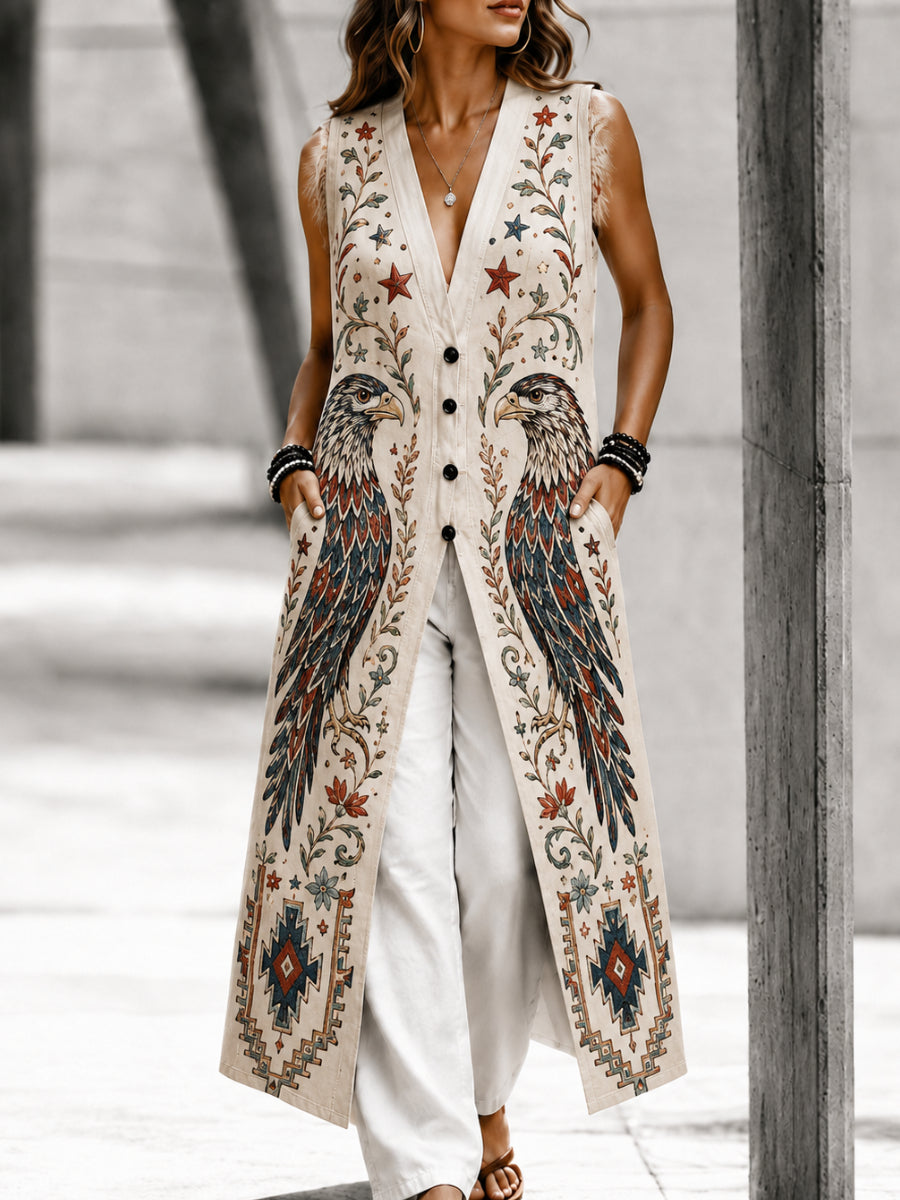 Casual Sleeveless American Style Button Shirt