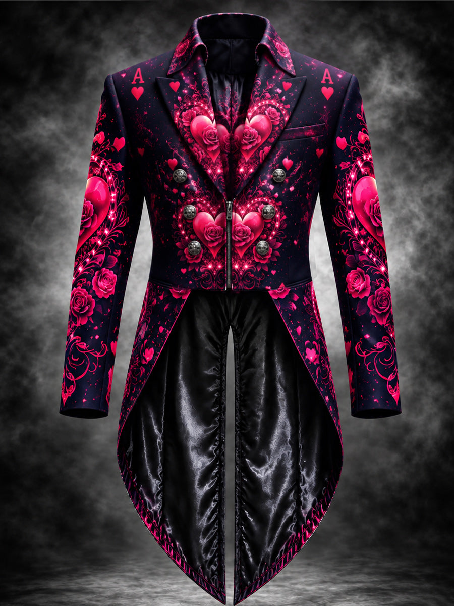 Men's Gothic Punk Art Print Swallow-Tailed Coat
