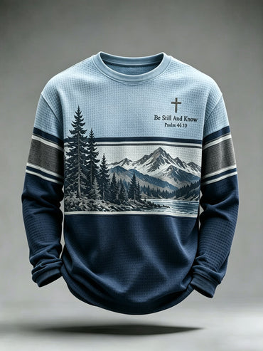 Men's Be Still And Know Psalm 46:10 Printed Waffle-Knit Top