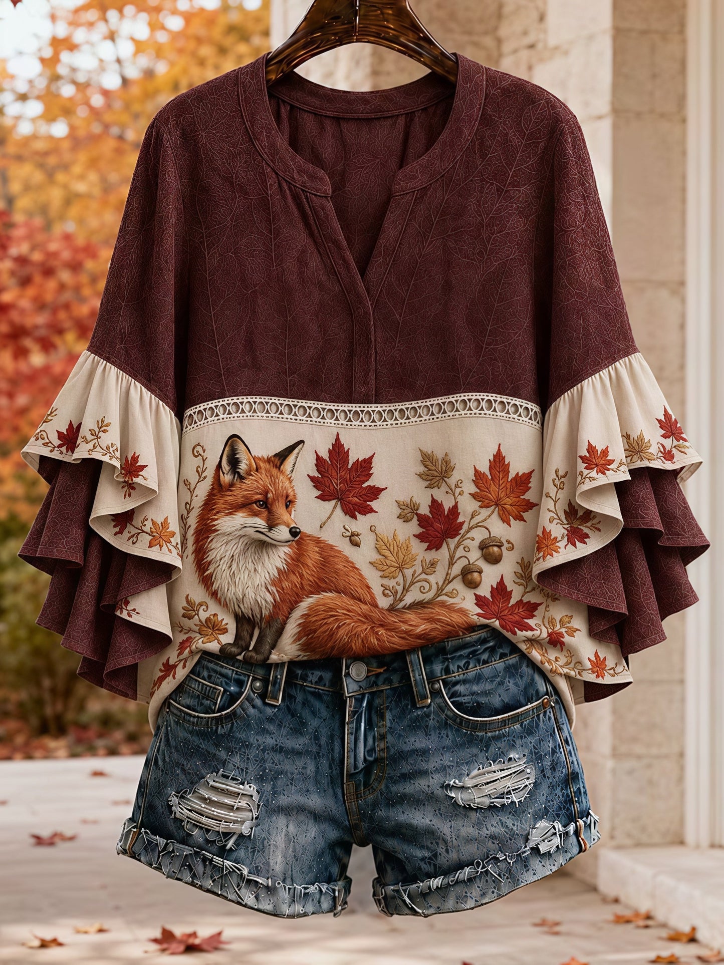 Women's Autumn Harvest Print Shirt