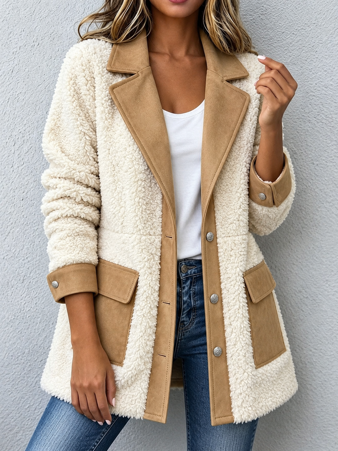Casual Fashion Color Block Long Sleeve Coat