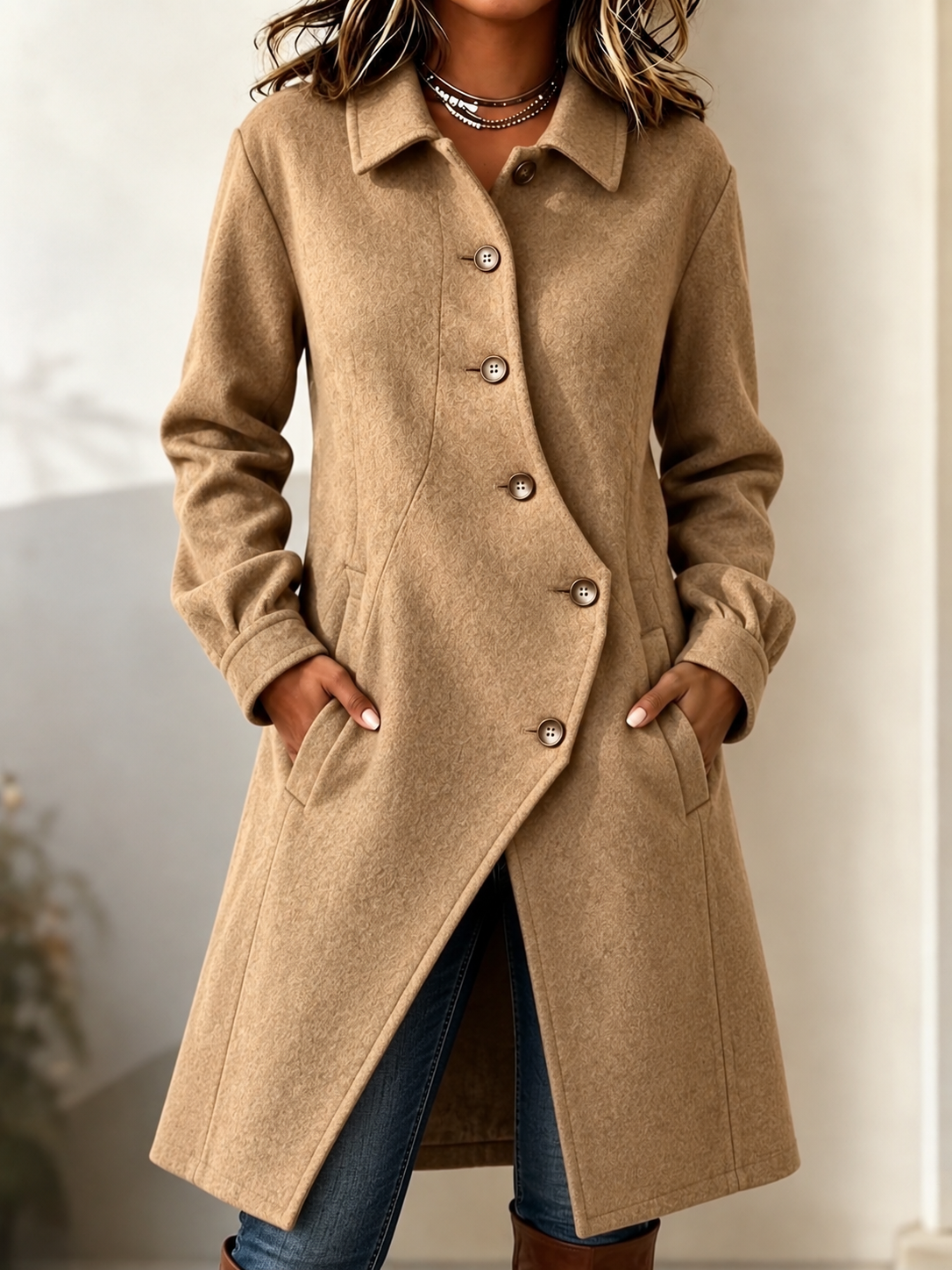 Casual Fashion Long Sleeve Button Coat