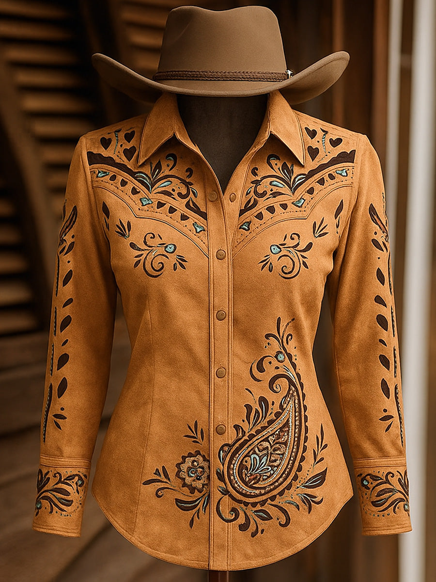 Women's Boho Art Print Long Sleeve Shirt
