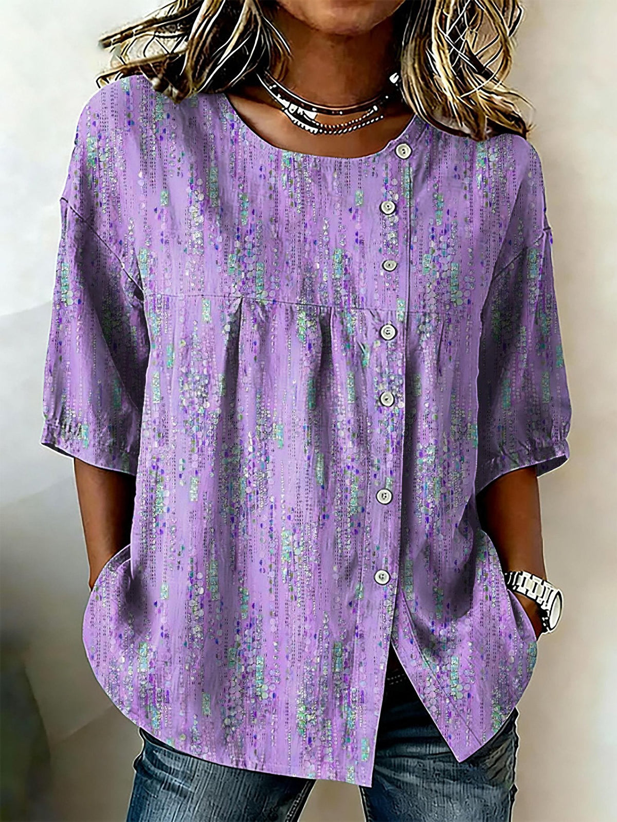 Women's Alzheimer’s Awareness Cotton Linen Comfortable Printed Top