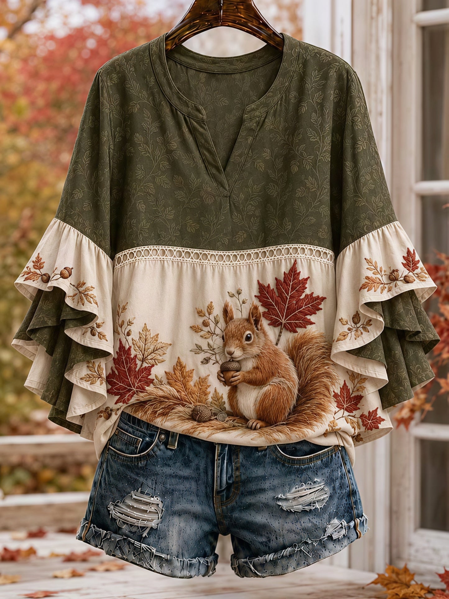 Women's Autumn Harvest Print Shirt