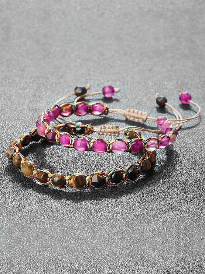Alzheimer's Disease Awareness — Braided Wristband with Faceted Beads
