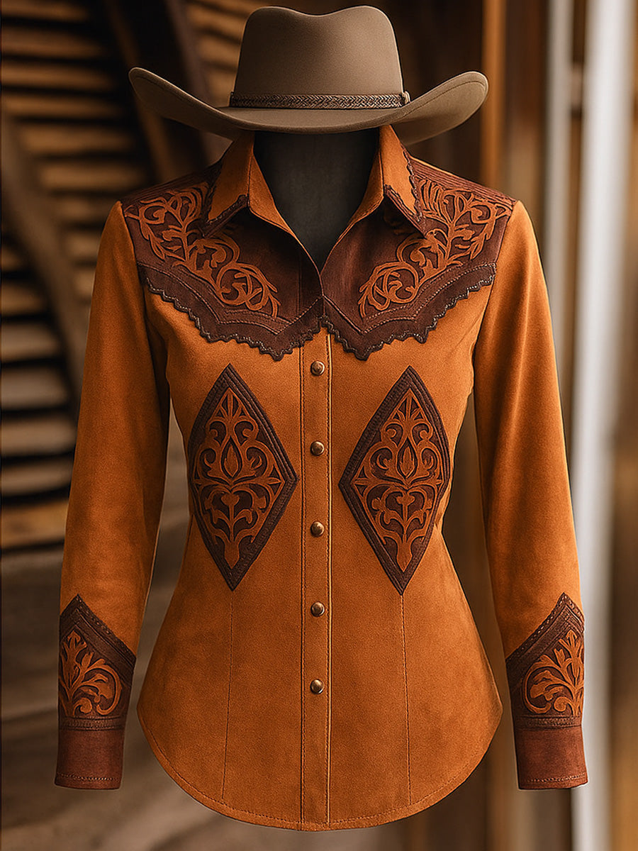 Women's Boho Art Print Long Sleeve Shirt