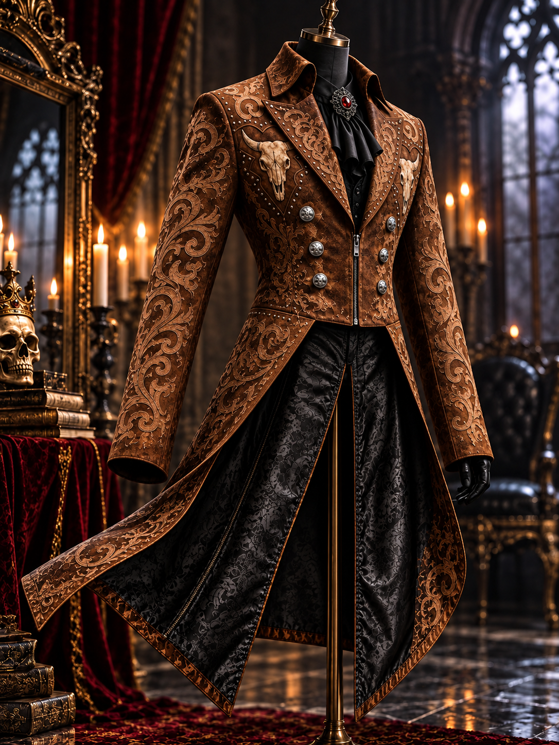 Men's Western Art Print Swallow-Tailed Coat